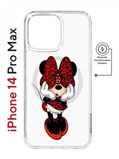 Чехол на iPhone 14 Pro Max MagSafe с принтом Kruche Print Минни противоударный с магнитом КruЧЕ