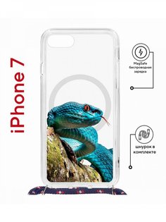 Чехол на iPhone 7/8/SE 2020,2022 MagSafe Kruche Print Змея с магнитом, со шнурком КruЧЕ