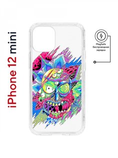 Чехол на iPhone 12 mini MagSafe Kruche Print Многоликий Рик противоударный с магнитом КruЧЕ