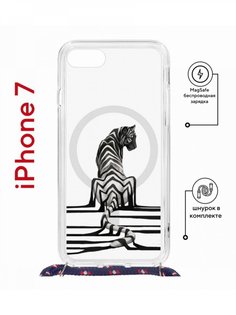 Чехол на iPhone 7/8/SE 2020,2022 MagSafe Kruche Print Tiger с магнитом, со шнурком КruЧЕ
