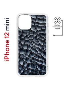 Чехол на iPhone 12 mini MagSafe Kruche Print Cracks противоударный с магнитом КruЧЕ