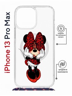 Чехол на iPhone 13 Pro Max MagSafe с принтом Kruche Print Минни с магнитом, со шнурком КruЧЕ