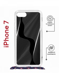 Чехол на iPhone 7/8/SE 2020,2022 MagSafe Kruche Print Line black с магнитом, со шнурком КruЧЕ