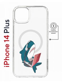 Чехол на iPhone 14 Plus MagSafe с принтом Kruche Print Акула противоударный с магнитом КruЧЕ