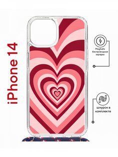 Чехол на iPhone 14 MagSafe с принтом Kruche Print Сердце с магнитом, со шнурком КruЧЕ