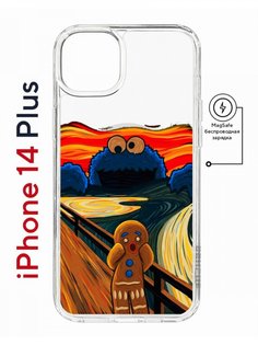 Чехол на iPhone 14 Plus MagSafe Kruche Print Cookie Scream противоударный с магнитом КruЧЕ