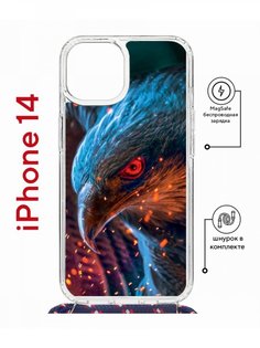 Чехол на iPhone 14 MagSafe с принтом Kruche Print Орел с магнитом, со шнурком КruЧЕ