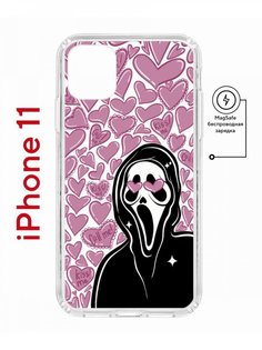Чехол на iPhone 11 MagSafe с принтом Kruche Print Любовь и Крик противоударный с магнитом КruЧЕ