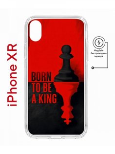 Чехол на iPhone XR MagSafe Kruche Print Born to be a King противоударный с магнитом КruЧЕ