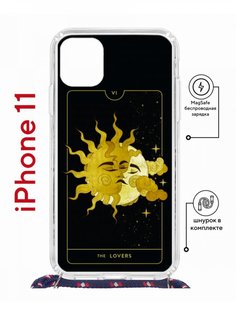 Чехол на iPhone 11 MagSafe с принтом Kruche Print Tarot Lovers с магнитом, со шнурком КruЧЕ