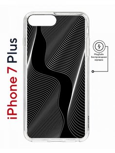 Чехол на iPhone 7 Plus/8 Plus MagSafe Kruche Print Line black противоударный с магнитом КruЧЕ