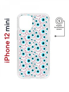 Чехол на iPhone 12 mini MagSafe Kruche Print Глаза противоударный с магнитом КruЧЕ