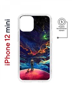 Чехол на iPhone 12 mini MagSafe Kruche Print Маленький принц противоударный с магнитом КruЧЕ