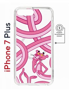Чехол на iPhone 7 Plus/8 Plus MagSafe Kruche Print Розовая Пантера с магнитом КruЧЕ