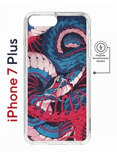 Чехол на iPhone 7 Plus/8 Plus MagSafe Kruche Print Японская змея противоударный с магнитом КruЧЕ