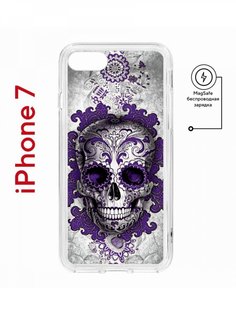 Чехол на iPhone 7, 8, SE 2020 2022 MagSafe Kruche Print Sugar Skull с магнитом КruЧЕ