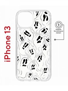Чехол на iPhone 13 MagSafe с принтом Kruche Print Призраки противоударный с магнитом КruЧЕ