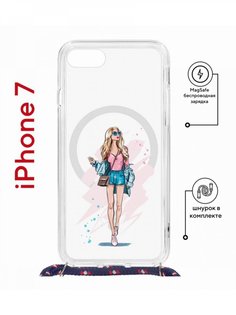 Чехол на iPhone 7/8/SE 2020,2022 MagSafe Kruche Print Fashion Girl с магнитом, со шнурком КruЧЕ
