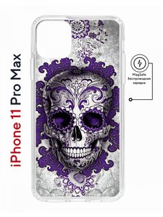 Чехол на iPhone 11 Pro Max MagSafe с принтом Kruche Print Sugar Skull с магнитом КruЧЕ