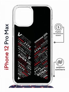 Чехол на iPhone 12 Pro Max MagSafe с принтом Kruche Print BTS с магнитом, со шнурком КruЧЕ