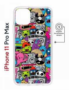 Чехол на iPhone 11 Pro Max MagSafe с принтом Kruche Print Monsters music с магнитом КruЧЕ