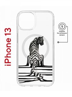 Чехол на iPhone 13 MagSafe с принтом Kruche Print Tiger противоударный с магнитом КruЧЕ
