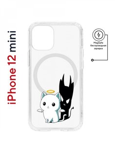 Чехол на iPhone 12 mini MagSafe Kruche Print Angel Demon противоударный с магнитом КruЧЕ