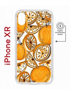 Чехол на iPhone XR MagSafe с принтом Kruche Print Апельсины противоударный с магнитом КruЧЕ