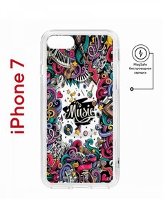 Чехол на iPhone 7, 8, SE 2020 2022 MagSafe Kruche Print Music противоударный с магнитом КruЧЕ