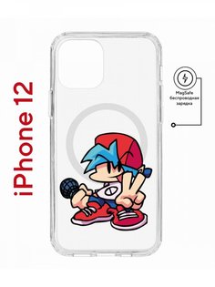 Чехол на iPhone 12/12 Pro MagSafe с принтом Kruche Print FNF Boyfrend с магнитом КruЧЕ