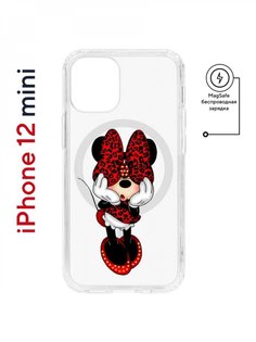 Чехол на iPhone 12 mini MagSafe Kruche Print Минни противоударный с магнитом КruЧЕ