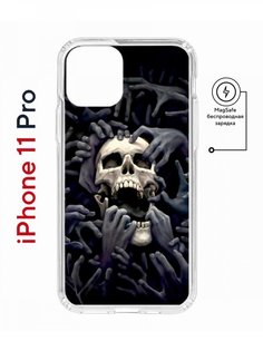 Чехол на iPhone 11 Pro MagSafe с принтом Kruche Print Skull Hands с магнитом КruЧЕ