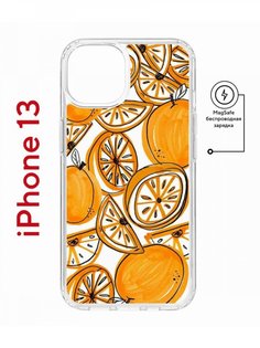 Чехол на iPhone 13 MagSafe с принтом Kruche Print Апельсины противоударный с магнитом КruЧЕ