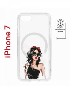 Чехол на iPhone 7, 8, SE 2020 2022 MagSafe Kruche Print Фэшн леди с магнитом КruЧЕ