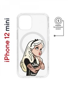 Чехол на iPhone 12 mini MagSafe Kruche Print Tattoo Girl противоударный с магнитом КruЧЕ