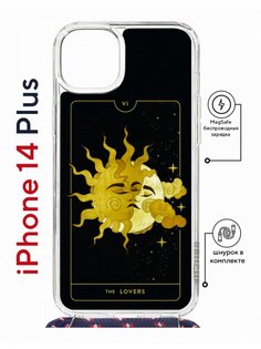 Чехол на iPhone 14 Plus MagSafe с принтом Kruche Print Tarot Lovers с магнитом, со шнурком КruЧЕ