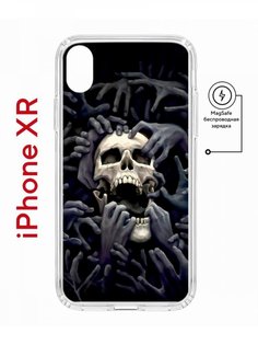 Чехол на iPhone XR MagSafe с принтом Kruche Print Skull Hands противоударный с магнитом КruЧЕ