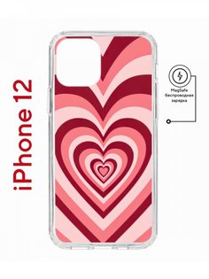 Чехол на iPhone 12/12 Pro MagSafe с принтом Kruche Print Сердце противоударный с магнитом КruЧЕ