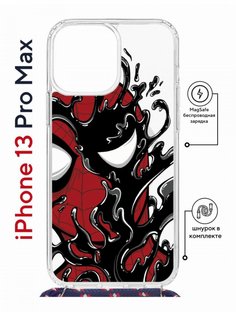 Чехол на iPhone 13 Pro Max MagSafe Kruche Print Spider-Man-Venom с магнитом, со шнурком КruЧЕ