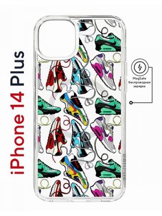 Чехол на iPhone 14 Plus MagSafe Kruche Print Кроссы Nike Air Max противоударный с магнитом КruЧЕ