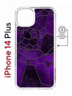 Чехол на iPhone 14 Plus MagSafe с принтом Kruche Print Витраж противоударный с магнитом КruЧЕ