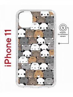 Чехол на iPhone 11 MagSafe с принтом Kruche Print Медвежата противоударный с магнитом КruЧЕ