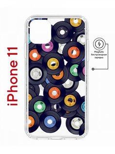 Чехол на iPhone 11 MagSafe с принтом Kruche Print Виниловые пластинки с магнитом КruЧЕ