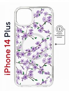 Чехол на iPhone 14 Plus MagSafe с принтом Kruche Print Сакура противоударный с магнитом КruЧЕ