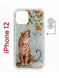 Чехол на iPhone 12/12 Pro MagSafe с принтом Kruche Print Тигр под деревом с магнитом КruЧЕ