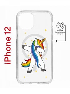 Чехол на iPhone 12/12 Pro MagSafe с принтом Kruche Print Единорожка с магнитом КruЧЕ