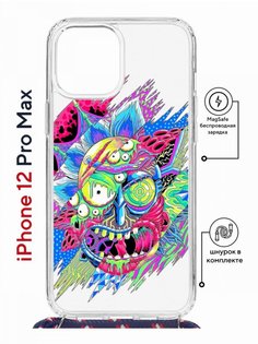 Чехол на iPhone 12 Pro Max MagSafe Kruche Print Многоликий Рик с магнитом, со шнурком КruЧЕ