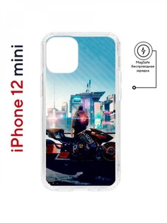Чехол на iPhone 12 mini MagSafe Kruche Print Киберпанк противоударный с магнитом КruЧЕ