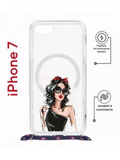 Чехол на iPhone 7/8/SE 2020,2022 MagSafe Kruche Print Фэшн леди с магнитом, со шнурком КruЧЕ
