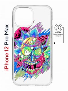 Чехол на iPhone 12 Pro Max MagSafe Kruche Print Многоликий Рик противоударный с магнитом КruЧЕ